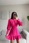 Kavya Bel Lastik Detay Elbise 20015 Pembe