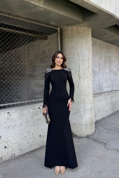 Kayla Omuz Vatkalı Tasarım Abiye 583073 Siyah