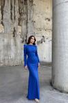Kayla Omuz Vatkalı Tasarım Abiye 583073 Saks Mavisi