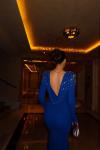 Kayla Omuz Vatkalı Tasarım Abiye 583073 Saks Mavisi