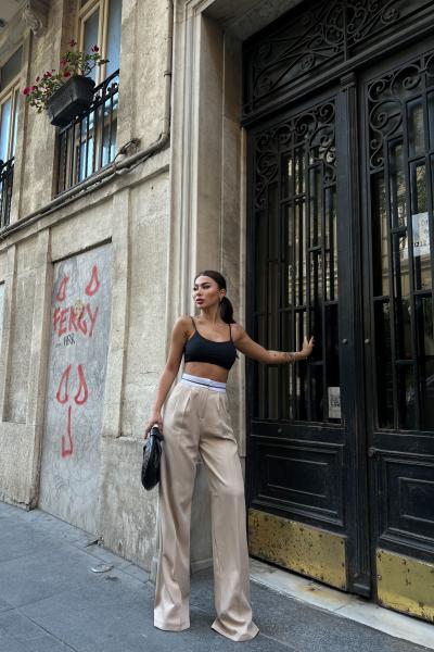 Kemer Garnili Biyeli Pantolon 22347 M3xx Taş Rengi