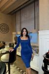 Lara Midi Boy Kalem Elbise 581864 Saks Mavisi
