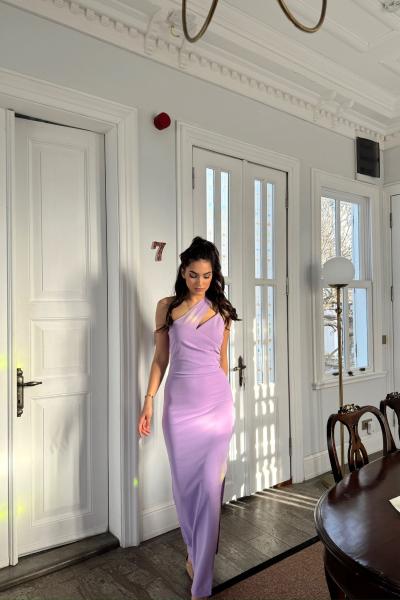 Leon Tasarım Yaka Yırtmaçlı Abiye 1985 Lila