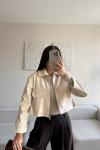 Leona Yaka Peluş Detay Ceket 2596 Taş Rengi