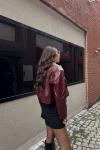 Leona Yaka Peluş Detay Ceket 2596 Bordo