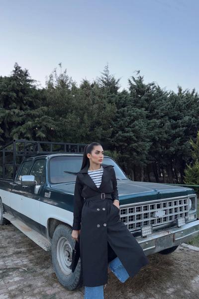 Lola Oversize Kol Detaylı Trençkot 1211  Siyah