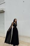 Manolya Bel Detay Tek Kol Abiye 582603 Siyah