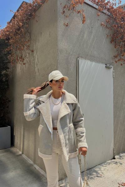 Maya Tasarım İçi Kürklü Kaban 1518 Gri