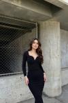Miranda Simli Yırtmaç Detaylı Abiye 583093 Siyah