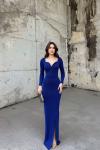 Miranda Simli Yırtmaç Detaylı Abiye 583093 Saks Mavisi