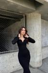 Miranda Simli Yırtmaç Detaylı Abiye 583093 Siyah