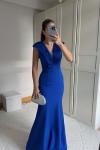Nelie V Yaka Balık Abiye 4704 Saks Mavisi