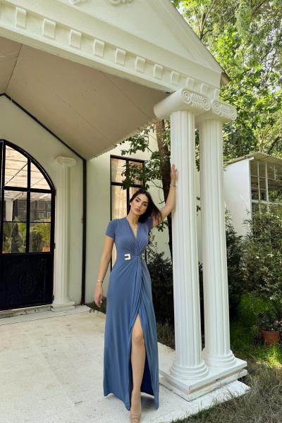 October Bel Detaylı Abiye 582862 Bebe Mavisi