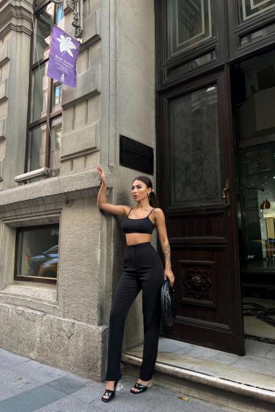 Ön Flatolu Pantolon 22311 M3xX Siyah