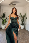 Pamela Yırtmaç Detay Kuyruklu Abiye 582234 Zümrüt