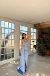 Pamela Yırtmaç Detay Kuyruklu Abiye 582234 BEBE MAVİSİ