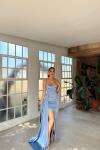 Pamela Yırtmaç Detay Kuyruklu Abiye 582234 BEBE MAVİSİ