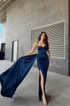 Pamela Yırtmaç Detay Kuyruklu Abiye 582234 indigo