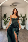 Pamela Yırtmaç Detay Kuyruklu Abiye 582234 Zümrüt