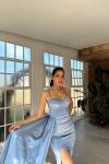 Pamela Yırtmaç Detay Kuyruklu Abiye 582234 BEBE MAVİSİ