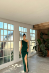 Parla Otriş Detay Tek Kol Abiye 582851 Zümrüt