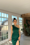 Parla Otriş Detay Tek Kol Abiye 582851 Zümrüt