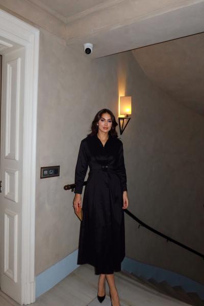 Rosie Düğmeli Pliseli Elbise 1190 Siyah