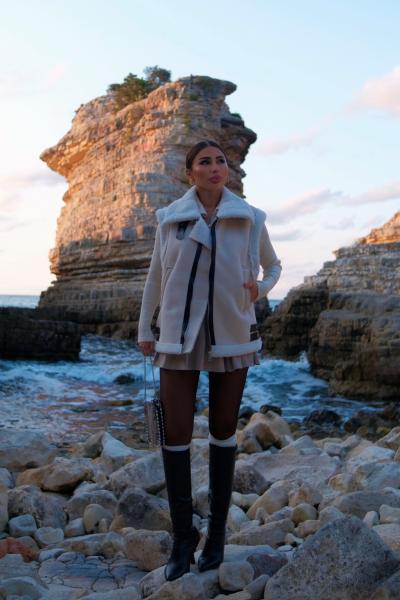 Sals İçi Peluş Kaplama Nubuk Yelek  Z1X Taş Rengi