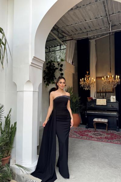 Sean Tek Kol Kuyruklu Abiye 582918 Siyah