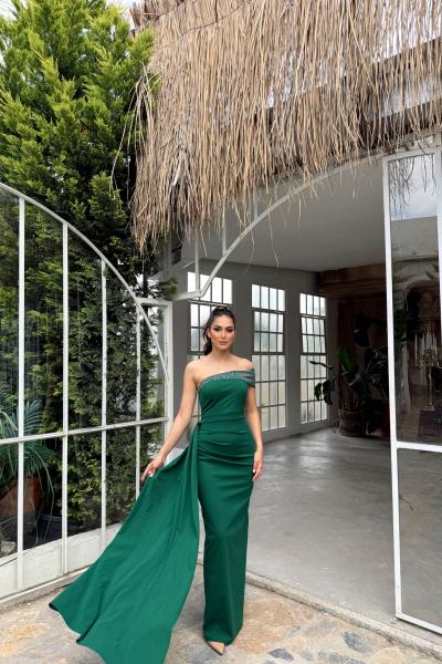 Sean Tek Kol Kuyruklu Abiye 582918 Zümrüt