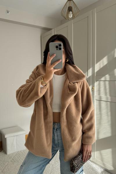 Shay Düğme Detay Kürk 44163 Taba