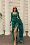 Shena Simli Kol Detay Abiye 583039 Zümrüt