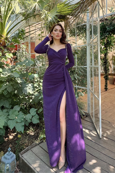 Shena Simli Kol Detay Abiye 583039 Mürdüm