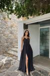 Simli Yırtmaçlı Abiye 58863 A8x Siyah