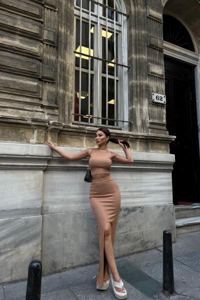 Tango Yırtmaç Detay İkili Takım 015298 Vizon