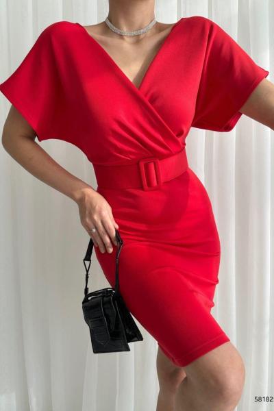 Thila Kemerli Kalem Elbise 581825 C12x Kırmızı