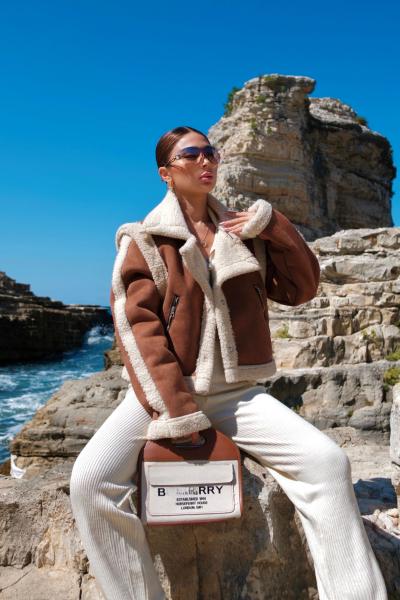 Vance  İçi Kürk Detay Crop Kaban 10027 Kahverengi