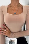 Vanezza Kare Yaka Sandy Bluz 3569 Taş Rengi