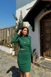 Vatka Detay Bel Dekolte Mini Elbise 582003 Zümrüt