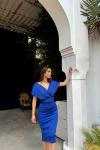 Viola İnci Detay Kemerli Elbise 582167 Saks Mavisi