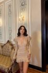 Zodia Prenses Kol Fırfır Etek Mini Elbise 1895 Gold
