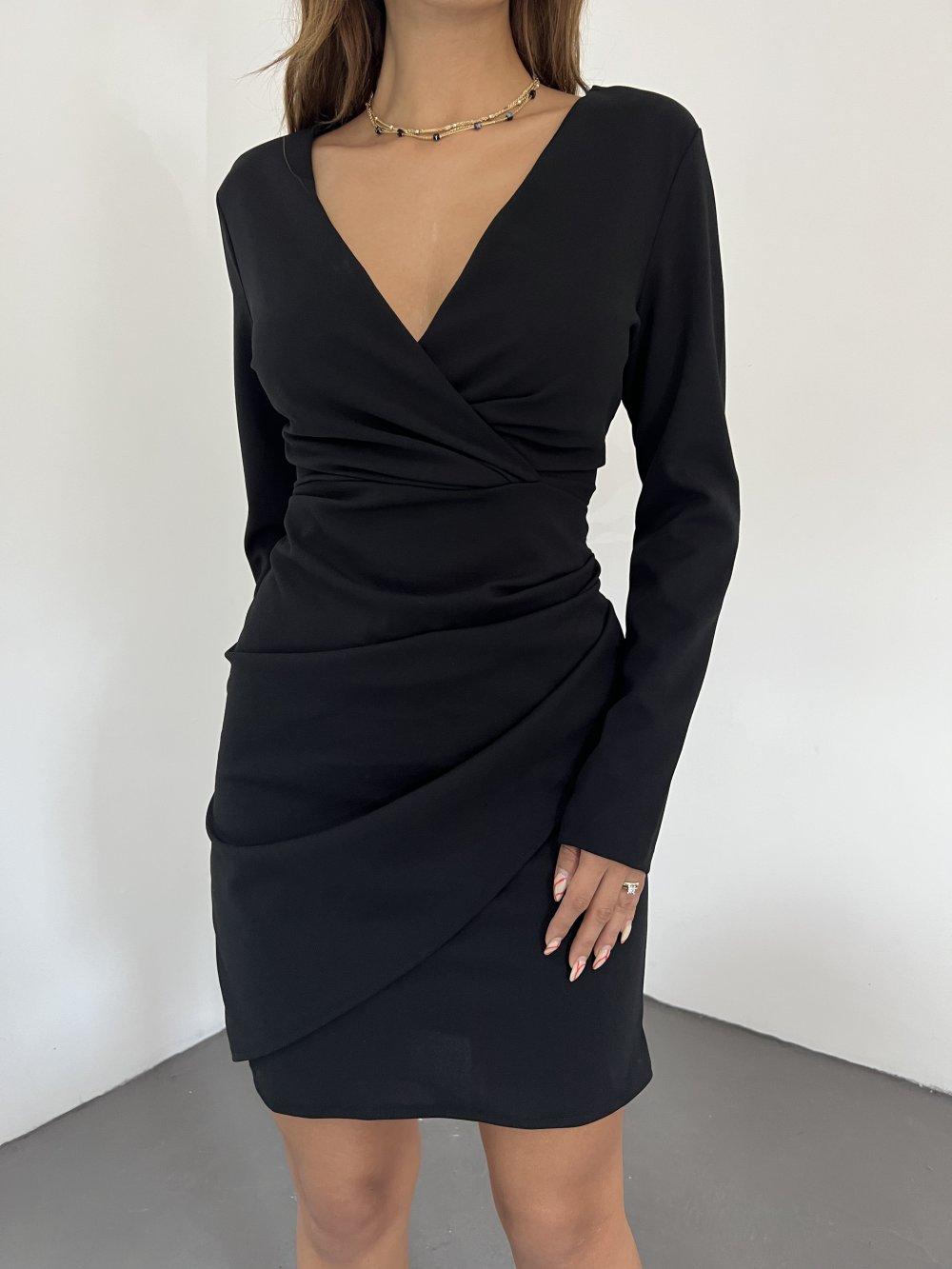 Elizabeth Tasarım Mini Elbise 3037 Siyah