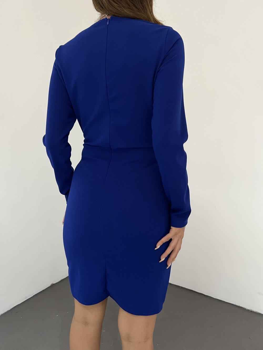 Elizabeth Tasarım Mini Elbise 3037 Saks Mavisi