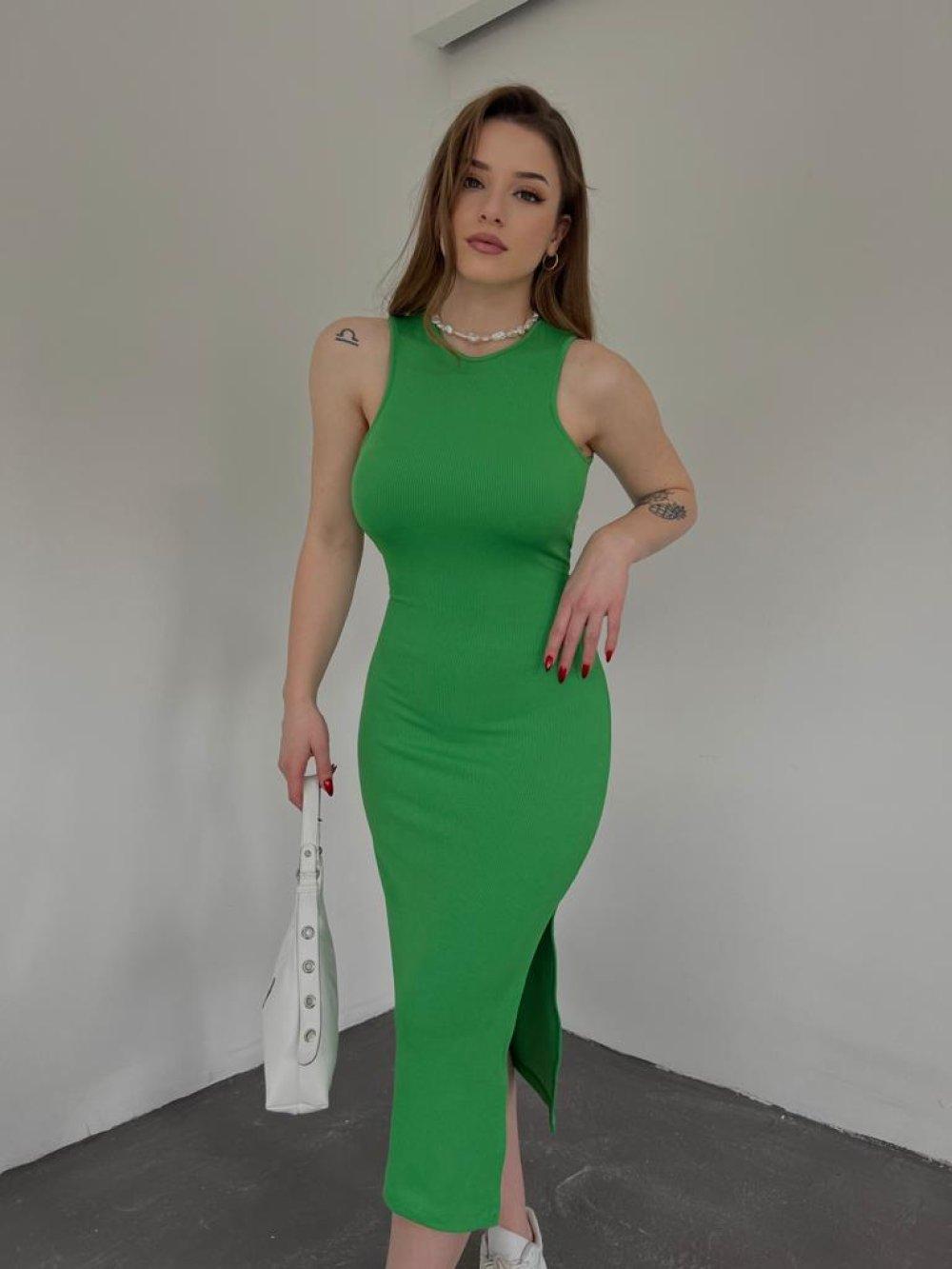 Eva Pamuk Kaşkorse Elbise  28569 Yeşil