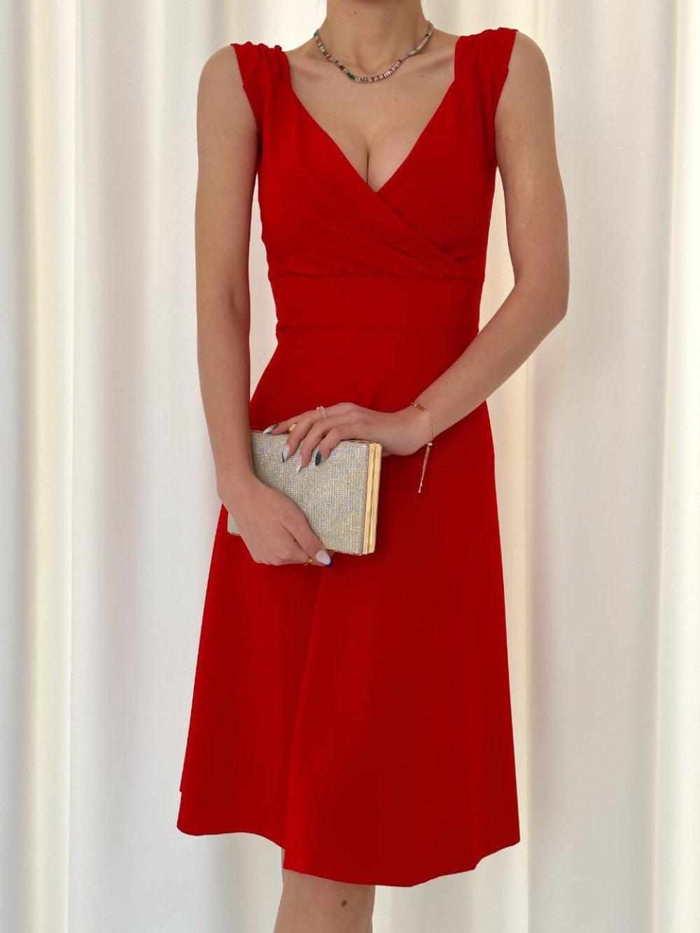 Martha Kalın Askı Elbise 10155 Kırmızı