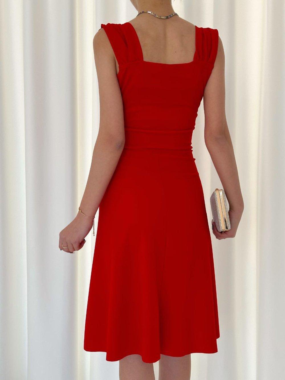 Martha Kalın Askı Elbise 10155 Kırmızı