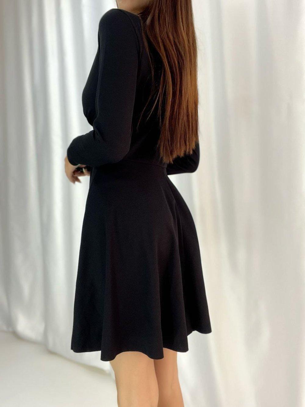 Velya Kruvaze Yaka Mini Elbise 582255 C-2 Siyah