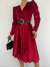Çift Volanlı Kadife Elbise 2925 D-5 Bordo