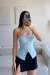 Düğme Detaylı Straplez Bluz 13684 Bebe Mavisi