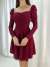 Emily Drape Detay Mini Elbise 582002 D-2 Bordo